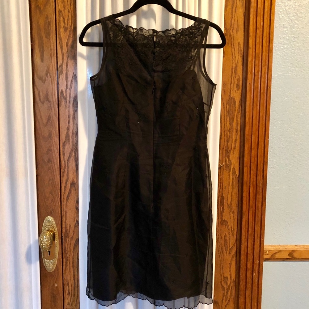 Ann Taylor Sleeveless Black Embroidered Silk Dress - Picture 2 of 9